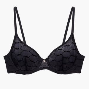 NWT Savage x Fenty Flocked Logo Unlined Demi Bra - Black